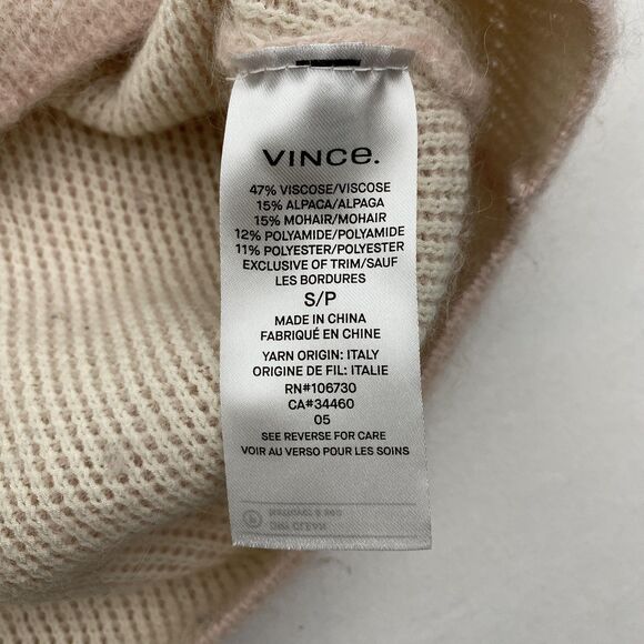 Vince Sweater Womens Small Blush Pink Alpaca Mohair Blend Soft Fuzzy Cozycore - Picture 8 of 10